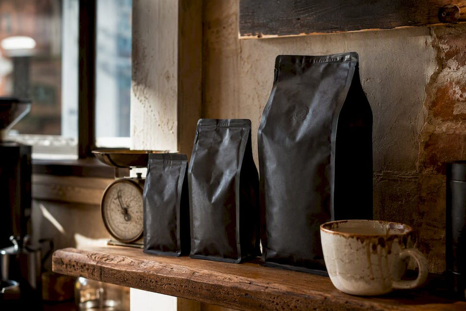 Three coffee bags by size for subscription tiers