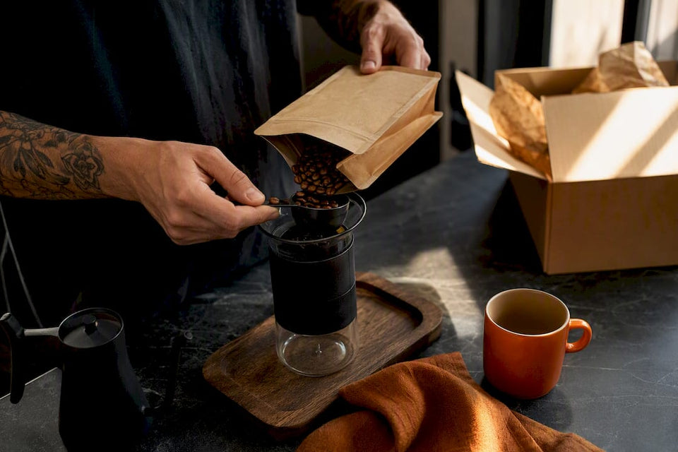 Daily brewer opening fresh coffee delivery