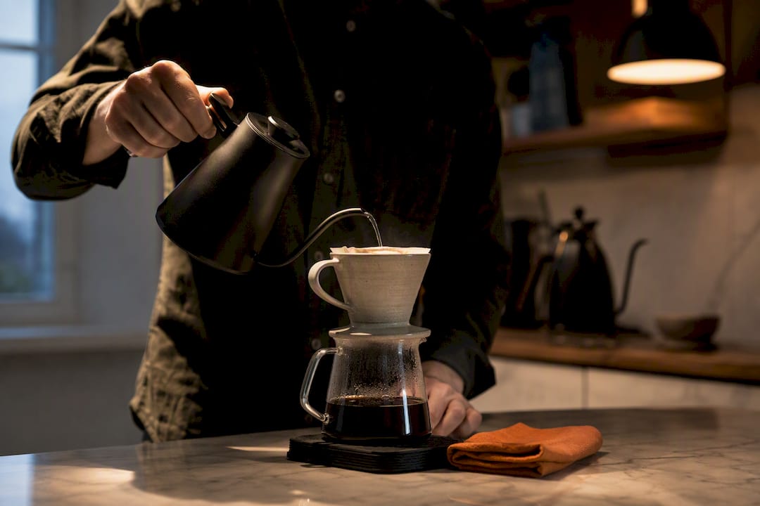 Single-origin coffee brewed at home