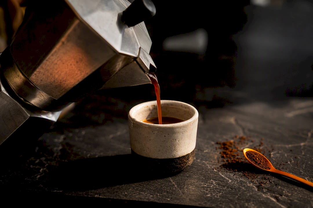 Moka pot brewing concentrated coffee