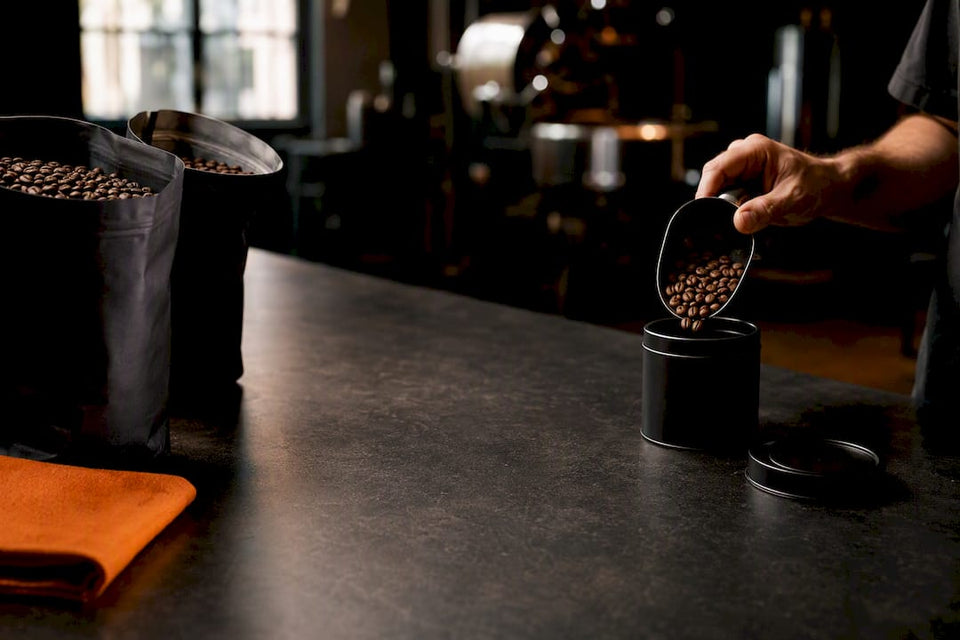 Coffee bag portions beside freshness timeline