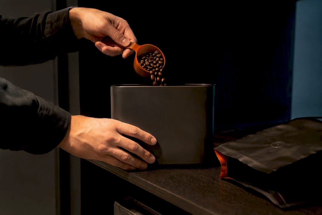 Whole beans stored for peak freshness