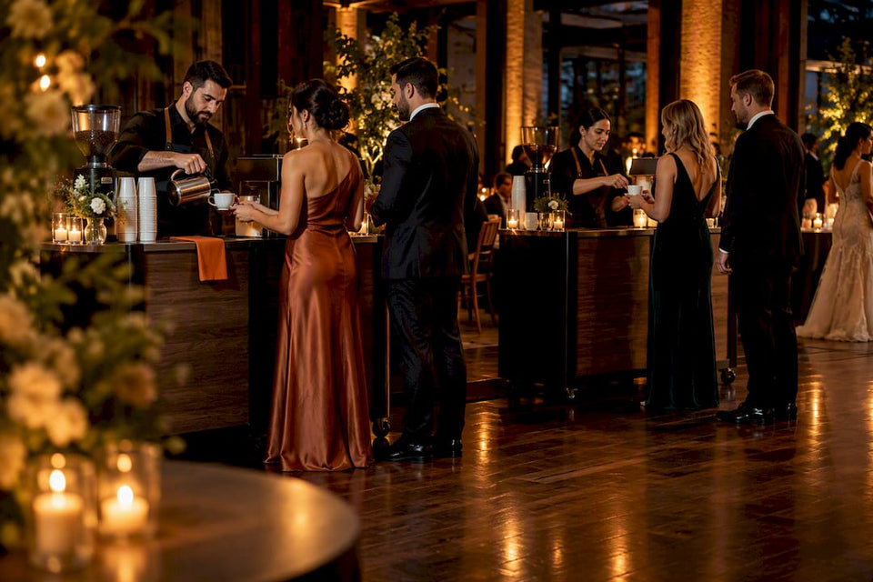 Wedding coffee bar serving reception guests