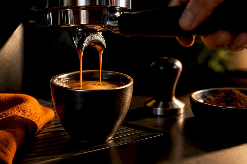 Home barista pulling a rich espresso shot