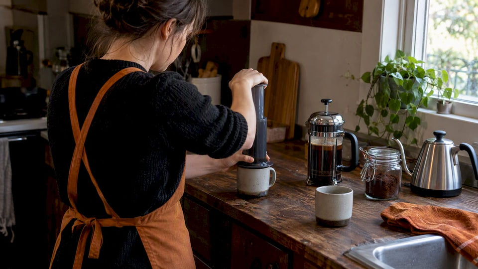 AeroPress and French press brewing side by side